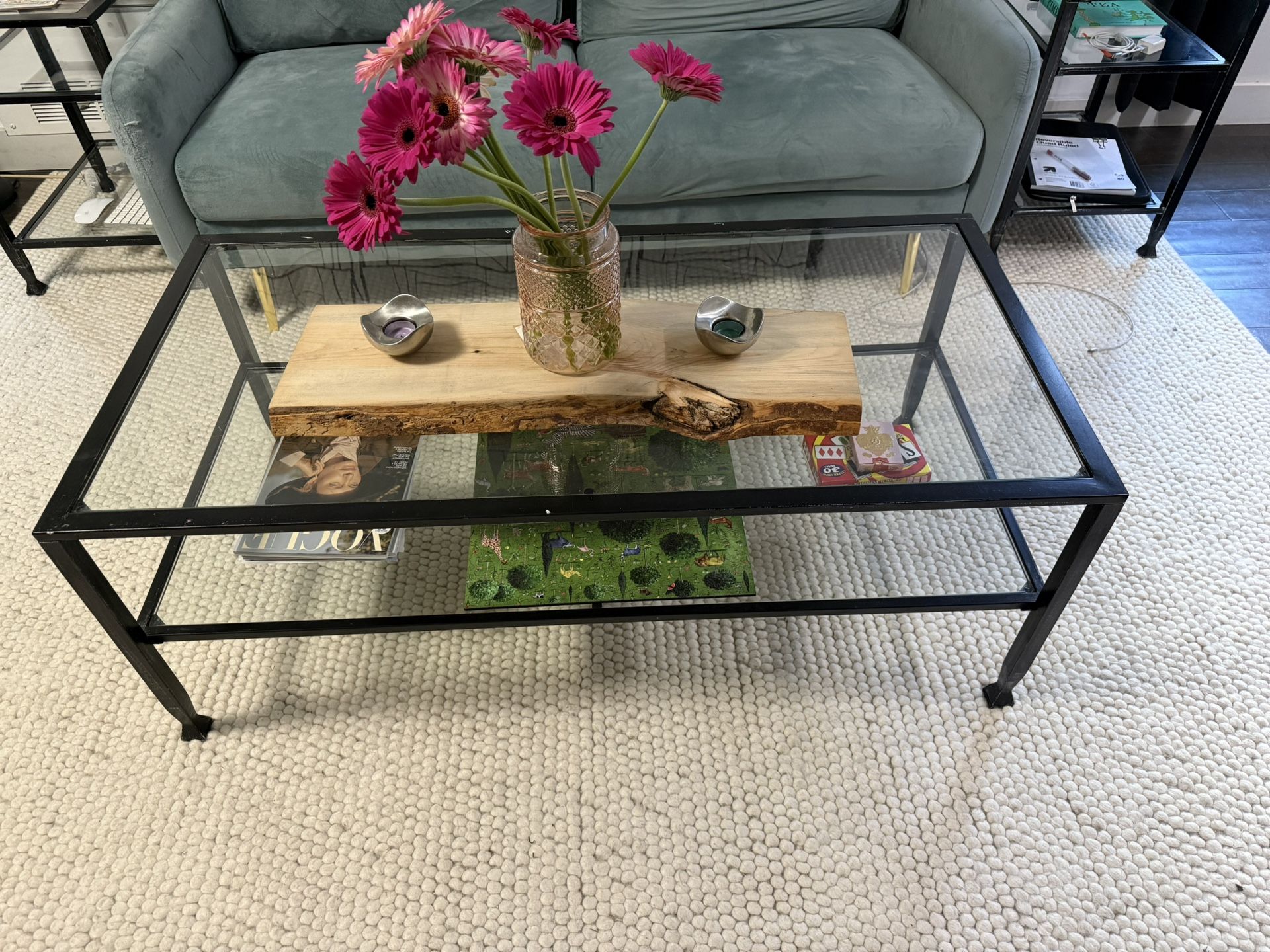 Glass Coffee Table & Matching End Tables