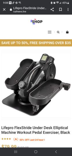 Lifepro FlexStride Under Desk Elliptical Machine Workout Pedal Exerciser, Black 