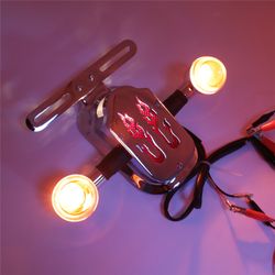 Chrome Flame Brake Tail Light w/ Turn Signal Metal For Harley Cruiser Chopper KTM PN:XH3118B-C-01-CD-AMBER