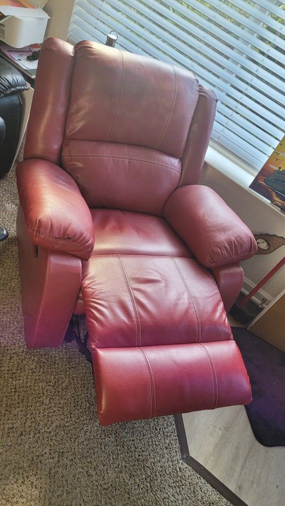 Red Leather Recliner Chair