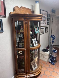 Vintage Glass Storage Wooden China Cabinet 
