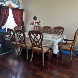 Heavy Wood 8 Person Dining Set