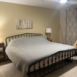 King size black metal bed frame