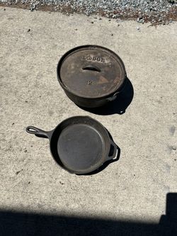 Lodge 12 Cast Iron Pot With Lid And Cast Iron Fry Pan