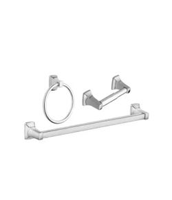 MOEN Adler 3-Piece Bath Hardware Set with 18 in. Towel Bar in Chrome YB0193CH