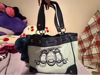 Juicy Couture Sage Green & Navy Blue Velour Crest Daydreamer