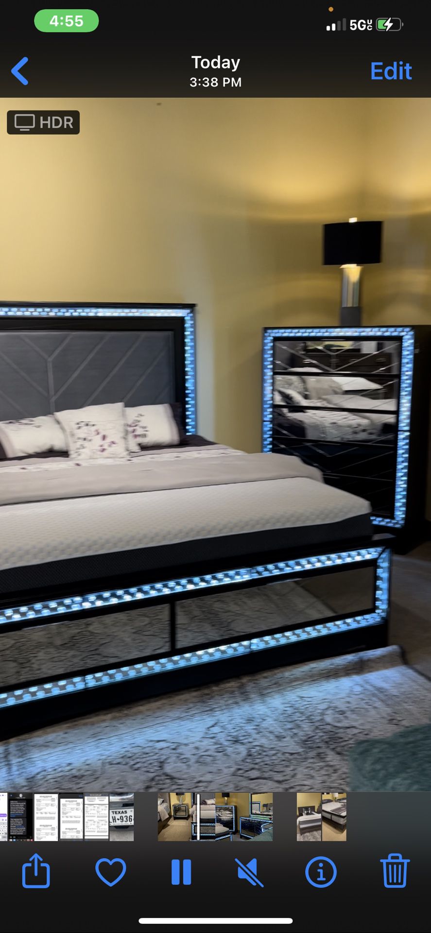 Bed set with lights