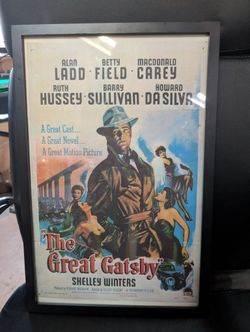 Vintage The Great Gatsby Alan Ladd Betty Field Framed Movie Poster Wall Art Decor