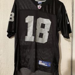 Randy moss Oakland Raiders NFL jersey #18 black size L (14-16)