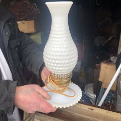Vintage Milk Glass Hurricane Lamp Electric