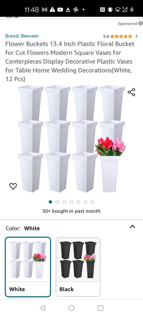 Plastic Vases for Table Home Wedding Decorations(White,
12 Pcs)