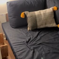 Ikea dark blue daybed.