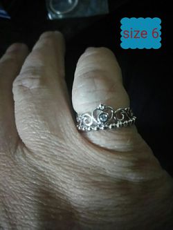 Size 6 silver and white sapphires tiara ring