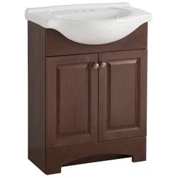 Chelsea 26 in. Single Sink Cognac Bath Vanity with White Porcelain Top (Assembled)