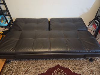 Brown Faux Leather Futon Sofa Bed