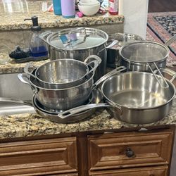 Cuisinart stainless steel cookware pan set with glass lids