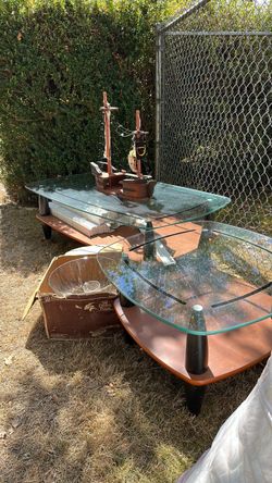 Vintage IKEA Mid Century Modern Style HEAVY GLSS TABLES