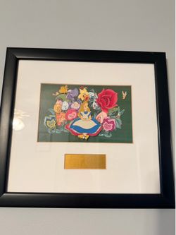 DISNEY FRAMED 4 PIN SET ALICE IN WONDERLAND AND FLOWERS LE 700 ROCKING HORSEFLY
