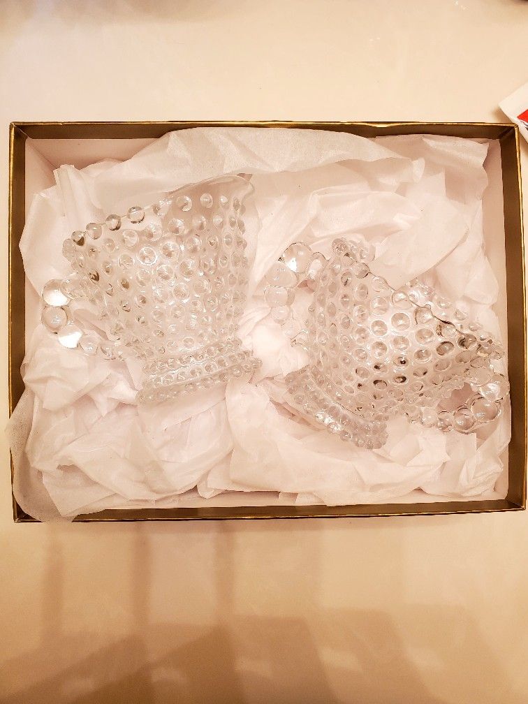 Cream And Sugar Tea Party Set, Hobnob Glass,  Mini  Creamer And Sugar Bowl Glass  Dish Set
