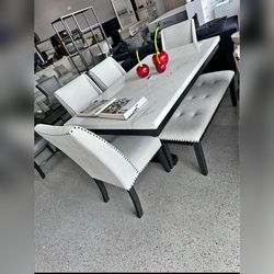 6PC Marble top Dining table set