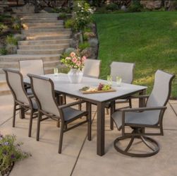 SunVilla Nichols 7-piece Sling Outdoor Patio Dining Set - Heavy Duty!