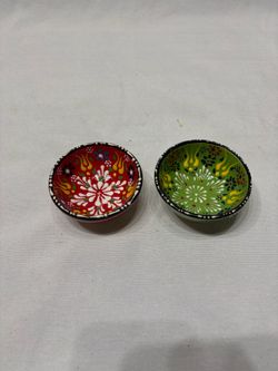 Hand-Painted Ceramic Mini Bowls Set of 2