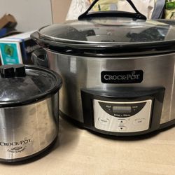 Crock-Pot Large 8 Quart Slow Cooker with Small Mini 16 Ounce Portable Food Warmer