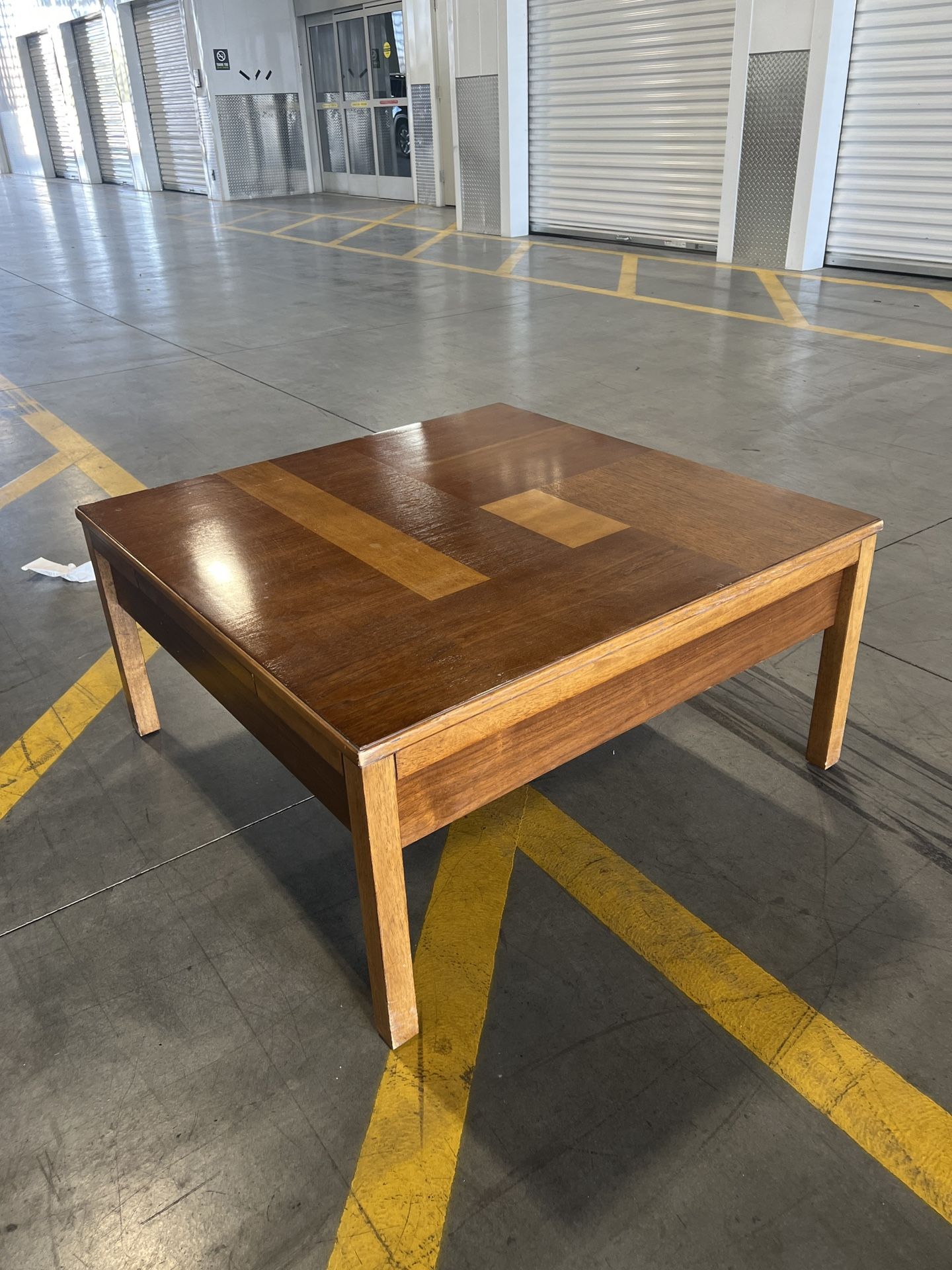 Vintage MCM Style Parquet Wood Coffee Table