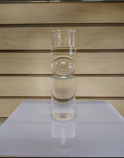Contemporary Design Solid Glass Candle holder  ( NEW ) 8 inches. Tube / cylinder shape