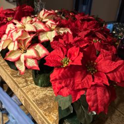 6 Medium Sized Fake Poinsettias