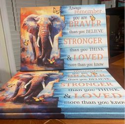 Motivational Elephant Canvas Wall Art 12x16 Framed Inspirational Decor Ready to Hang