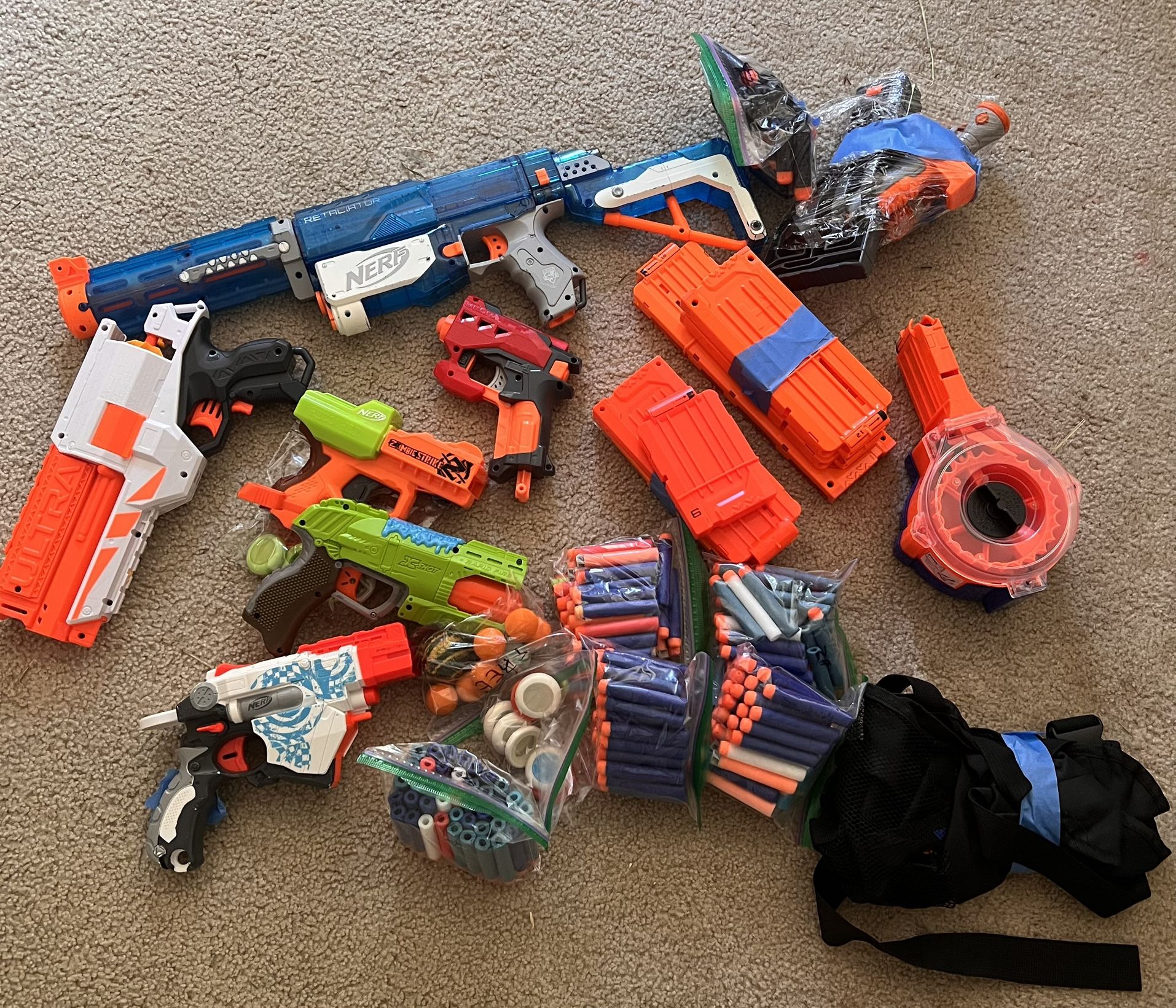 Nerf Guns, Darts, holsters etc