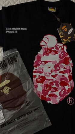 BAPE red & pink camouflage t shirt