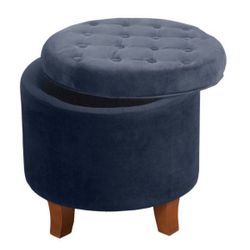 Large Round Tufted Storage Ottoman - HomePop