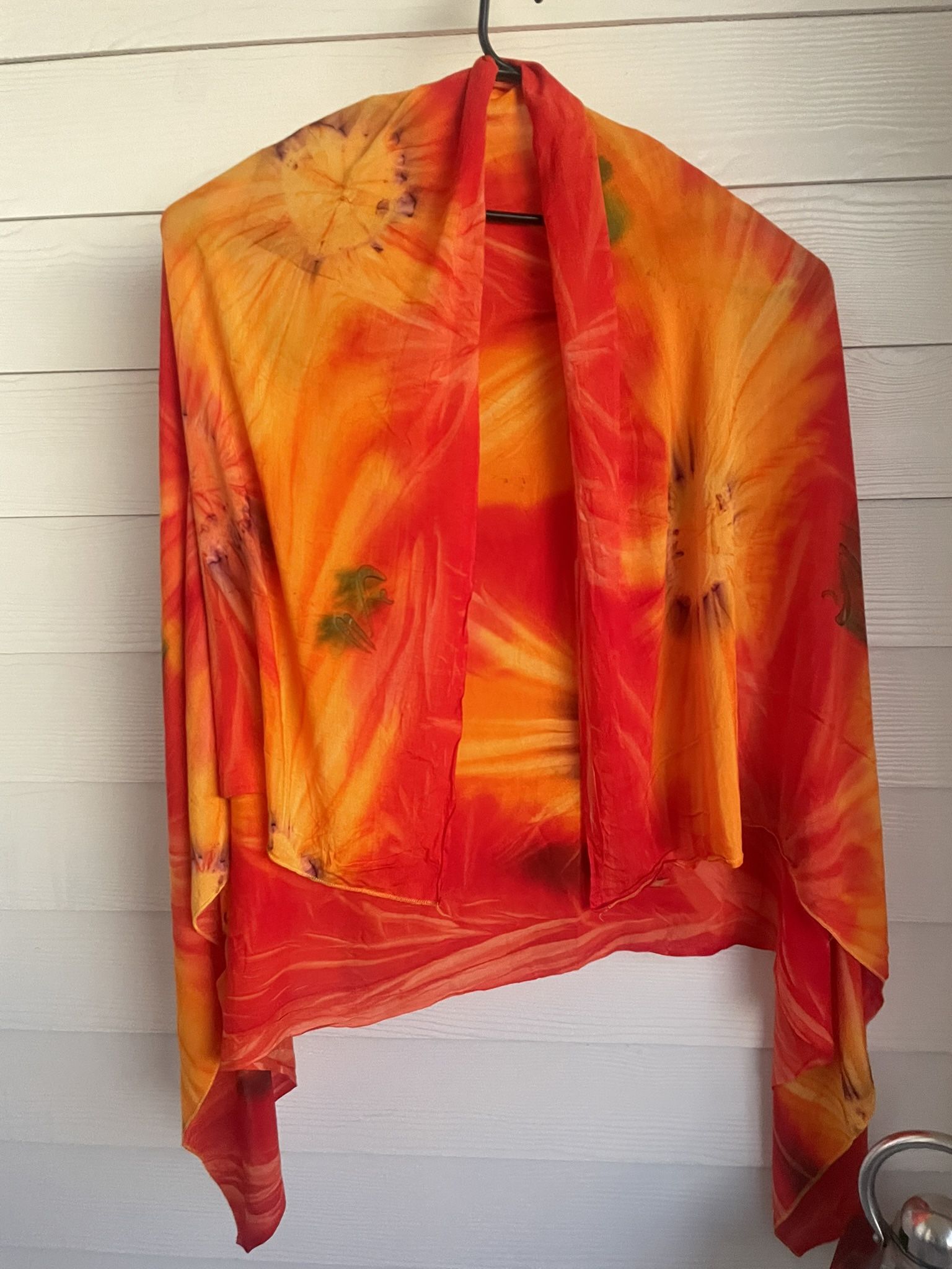 Scarf, Fire Orange Tie Dye Rayon