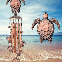 1pc Metal Sea Turtle Shaped Iron Wind Chime, Decorative Aluminum Tube Wind Bell Suitable For Garden