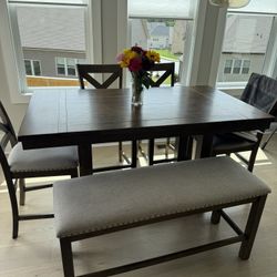 6-8 Person Dining And Server Table Set With Extension 