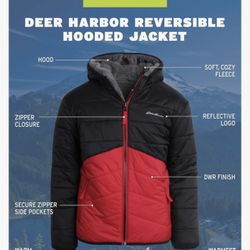 Eddie Bauer Boys' Reversible Jacket Waterproof Lightweight Fleece Lined Hooded Puffer Coat -XS 5-6