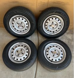 13” Honda Civic steel wheels rims 175/70R13 tires EK EF EG HF CX VX CRX DX about 85–90% tread remaining! 4x100 bolt pattern
