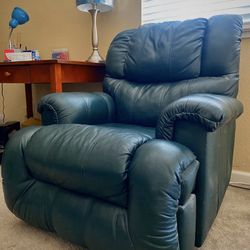 Teal Green Leather Electric Recliner Chair