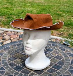 Dented Brown Felt Cowboy Hat/Western Cowgirl Rodeo Style Costume Kid Size GUC