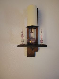 PairWrought Iron Wall Candle Sconce with Shelf
