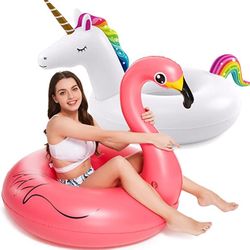 2 Pack Pool Floaties Inflatables Rafts for Swimming Pool 