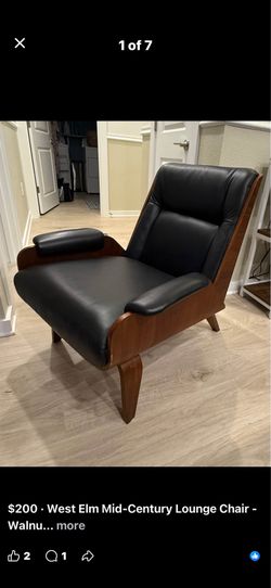 West Elm Mid-Century Lounge Chair - Walnut & Black