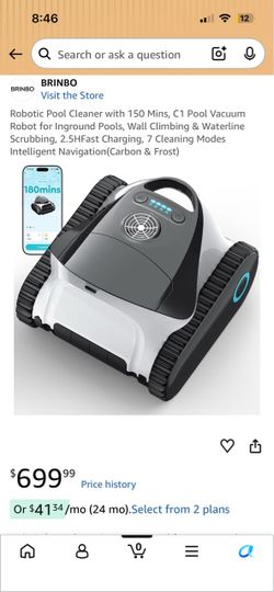 Brand new Robotic Pool Cleaner with 150 Mins, C1 Pool Vacuum Robot for Inground Pools, Wall Climbing & Waterline Scrubbing, 2.5HFast Charging, 7 Clean