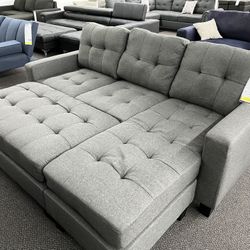 New Reversible Sectional . Grey. 81” X 60”. Free Delivery!