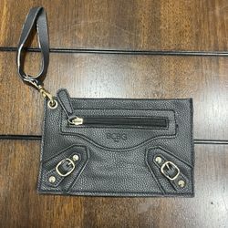 Vintage BCBG Paris pebble leather thin wristlet clutch wallet Indie 90s Y2K