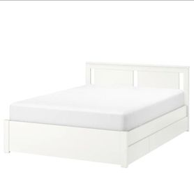 IKEA SONGESAND Queen Bed Frame with Underbed Storage - White (Good Condition)