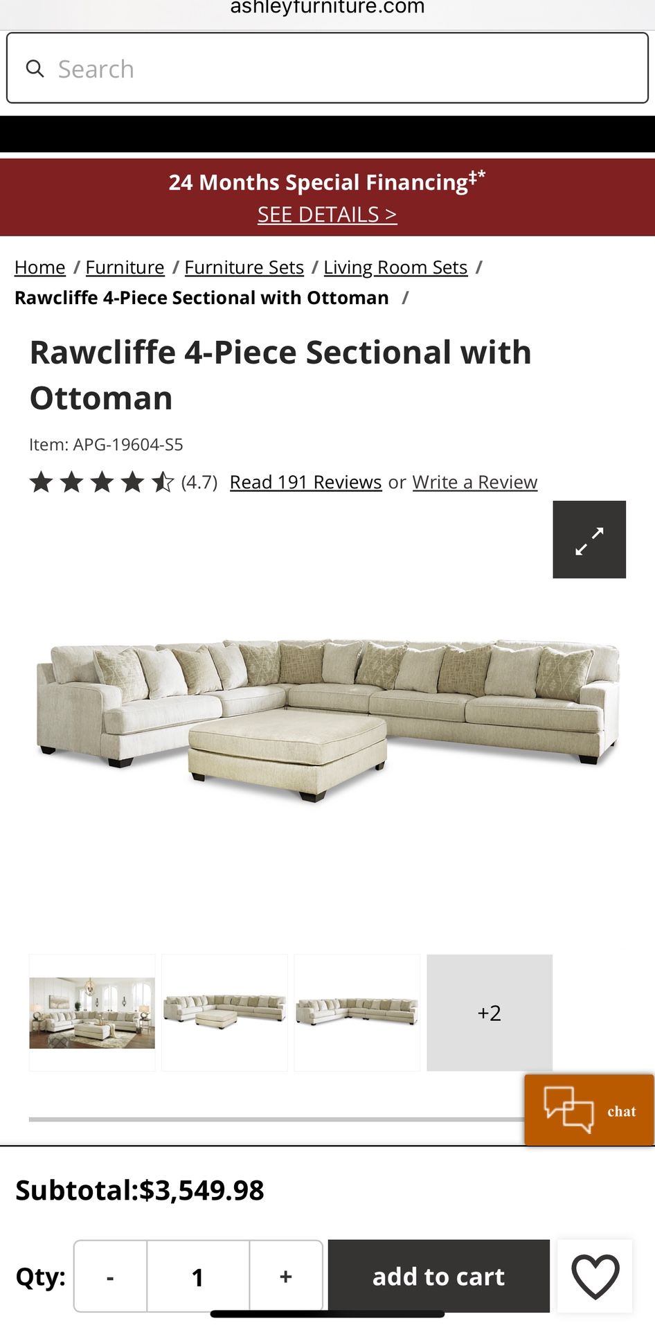 4-Piece Sectional with Ottoman