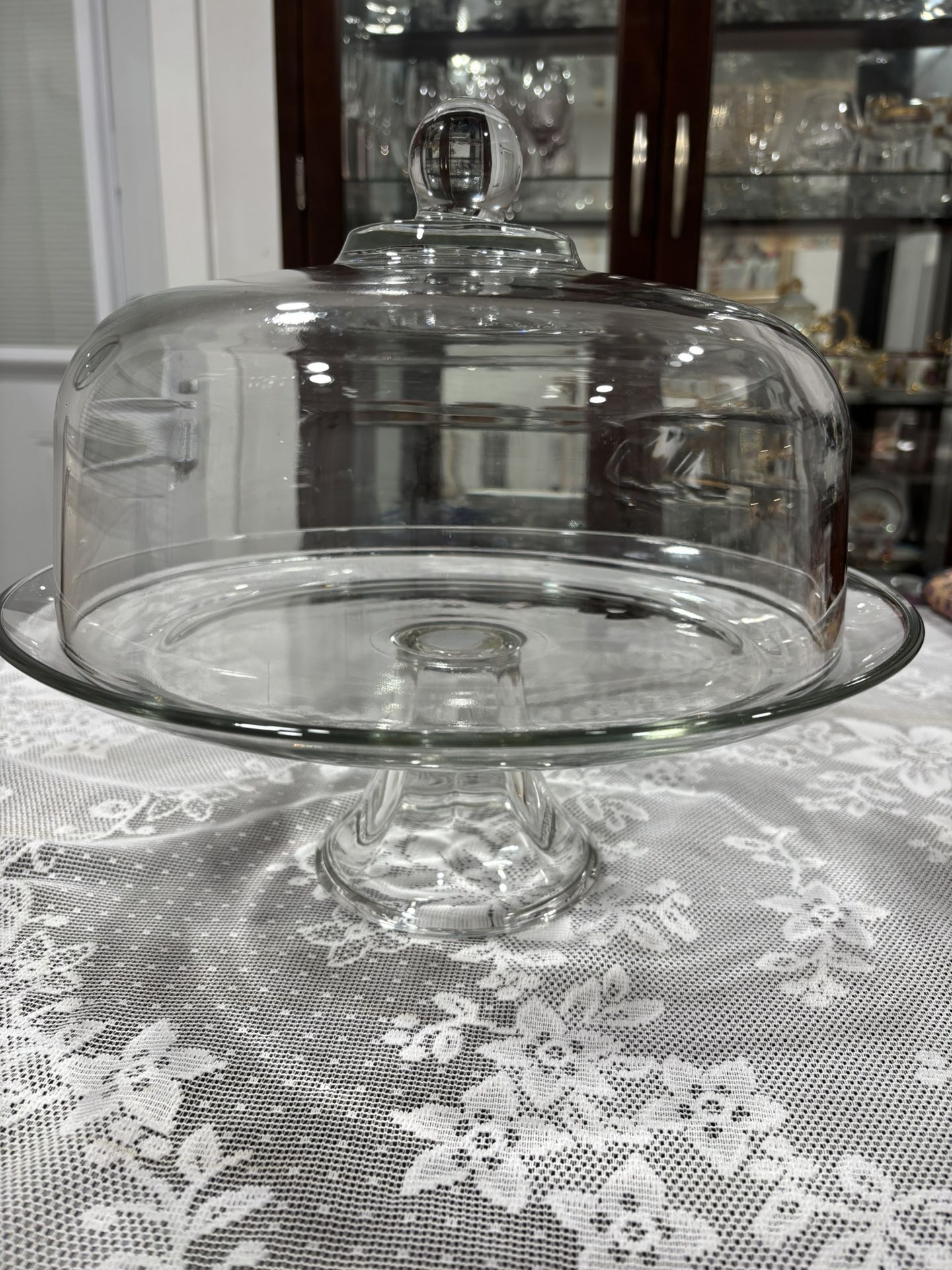 Clear Glass Domed Pedestal Cake Stand